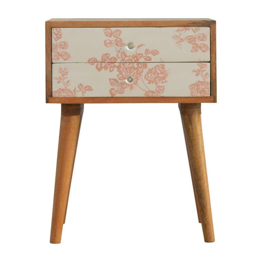 Ashpinoke:Pink Floral Screen Printed Bedside-Bedsides-Artisan