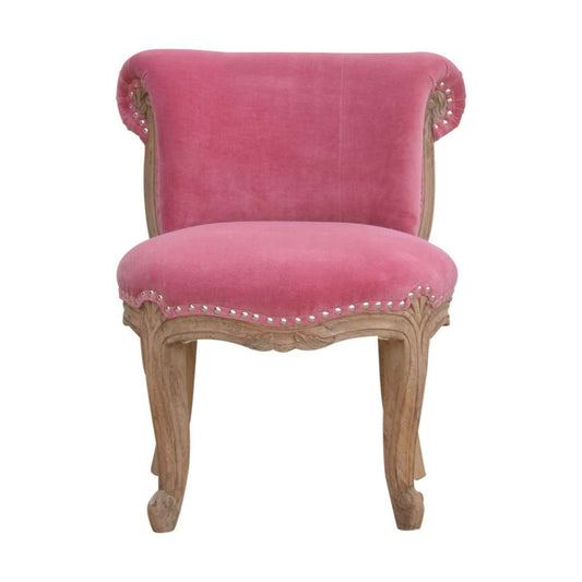 Ashpinoke:Pink Velvet Studded Chair-Chairs-Artisan
