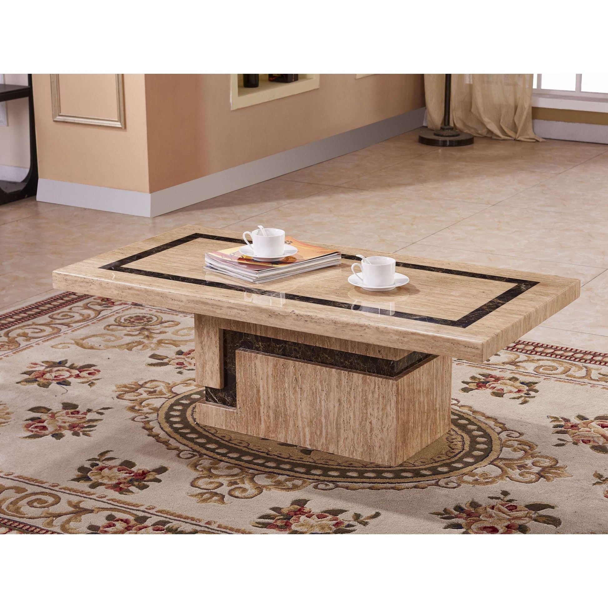 Ashpinoke:Potenza Marble Coffee Table with Marble Base-Coffee Tables-Heartlands Furniture