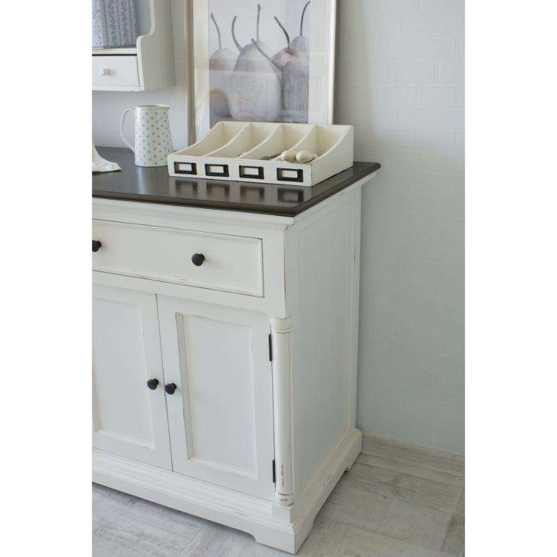 Ashpinoke:Provence Accent Collection Classic Buffet in White Distress & Deep Brown-Sideboards-NovaSolo