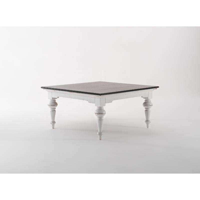 Ashpinoke:Provence Accent Collection Square Coffee Table in White Distress & Deep Brown-Coffee Tables-NovaSolo