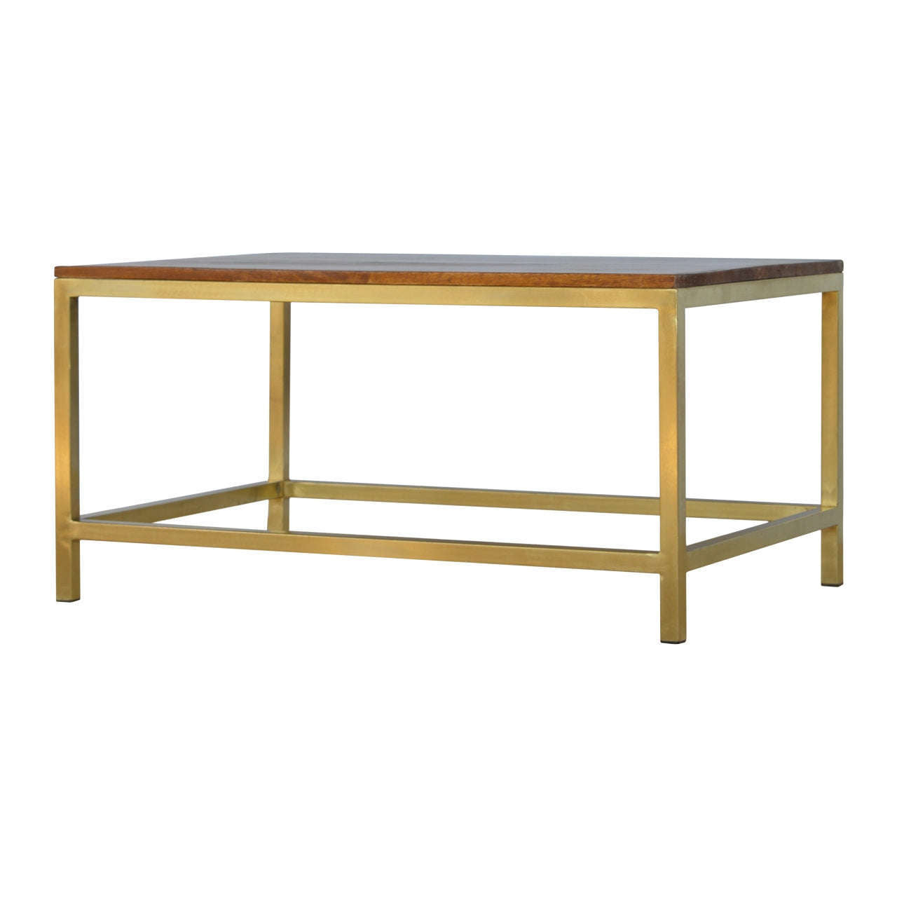 Ashpinoke:Rectangular Coffee Table with Gold Base-Coffee Tables-Artisan