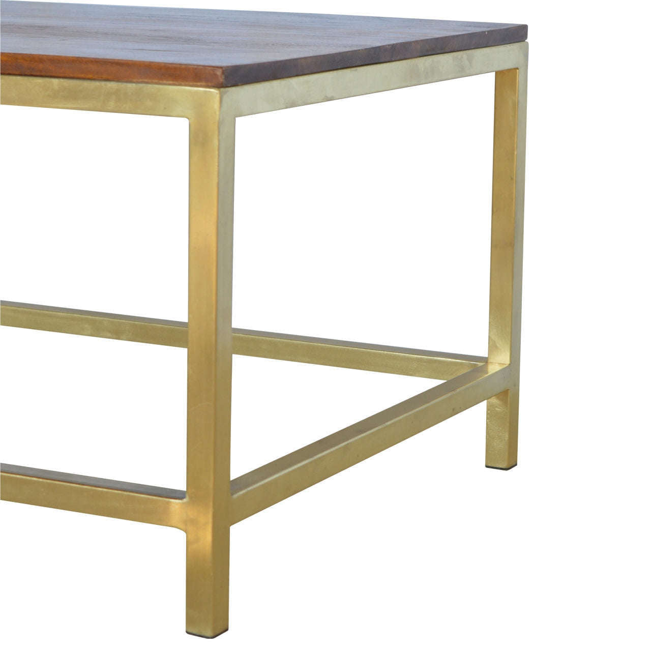 Ashpinoke:Rectangular Coffee Table with Gold Base-Coffee Tables-Artisan