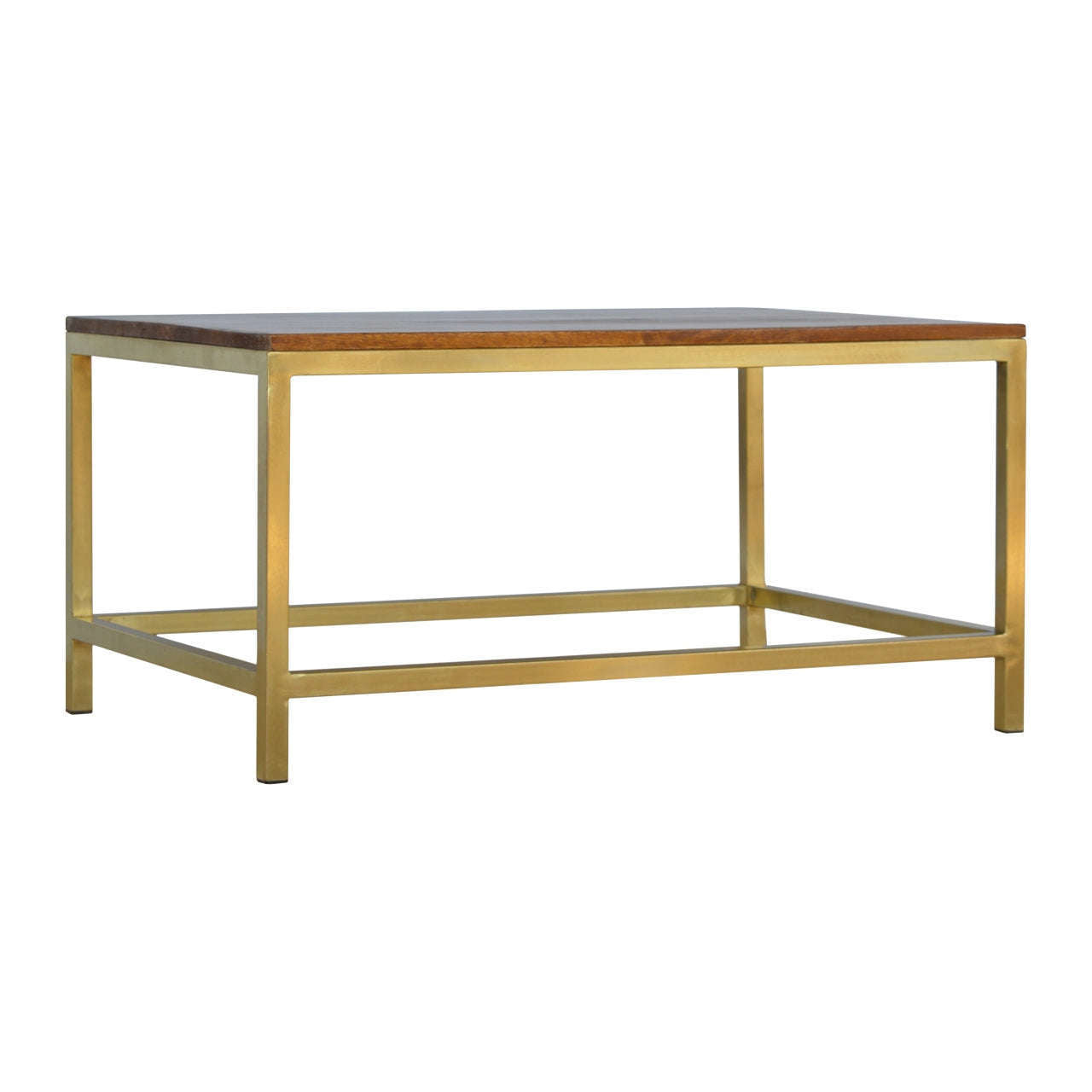 Ashpinoke:Rectangular Coffee Table with Gold Base-Coffee Tables-Artisan