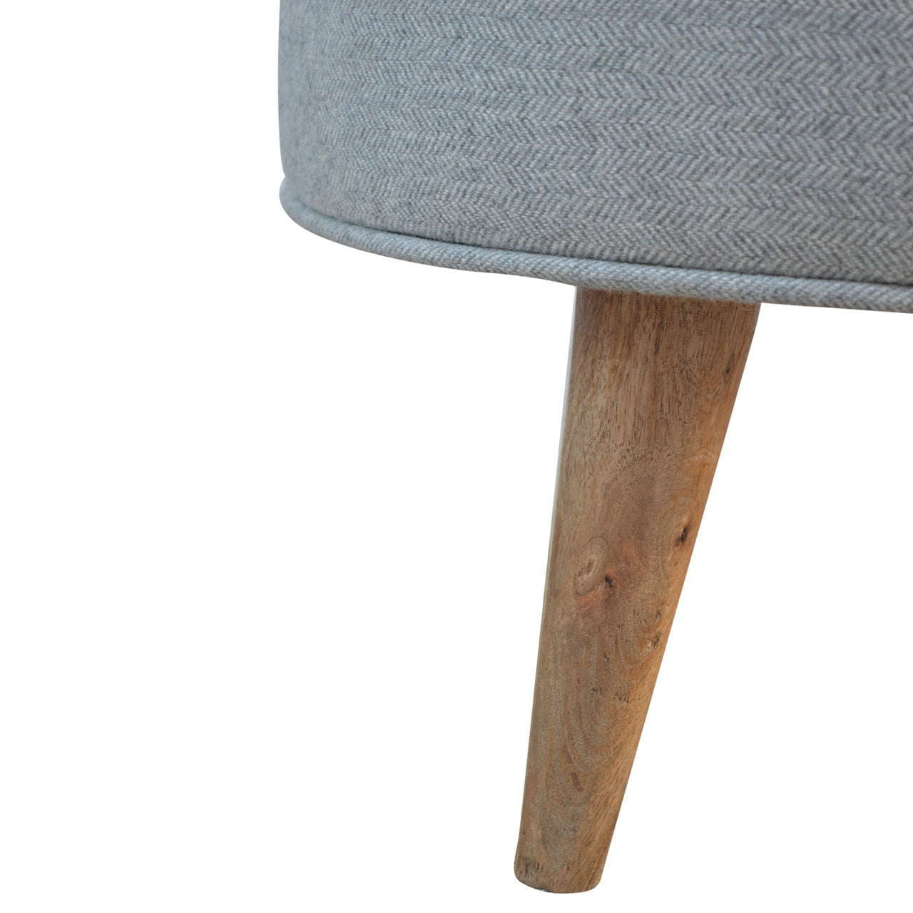 Ashpinoke:Round Grey Tweed Footstool-Footstools-Artisan