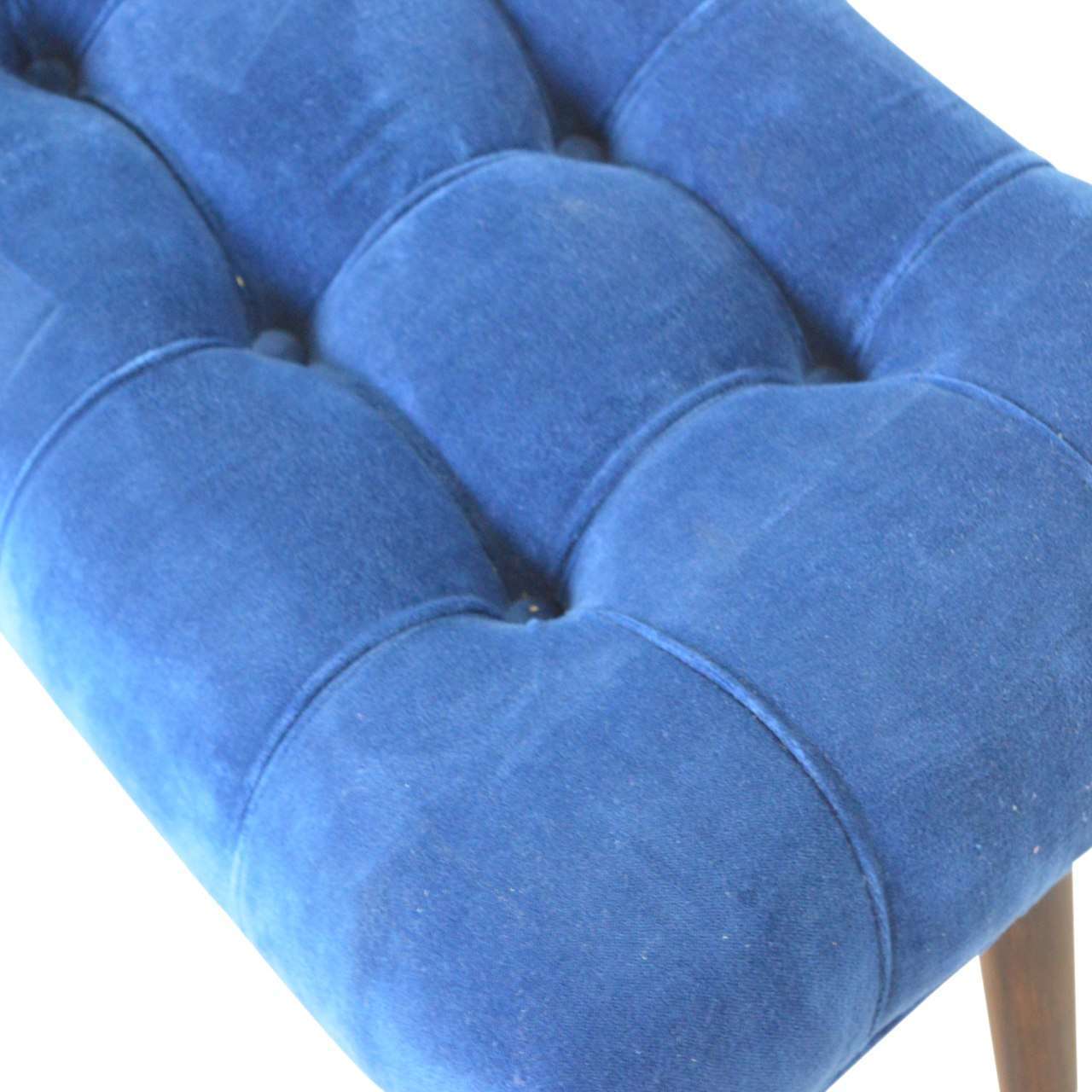 Ashpinoke:Royal Blue Cotton Velvet Curved Bench-Benches-Artisan