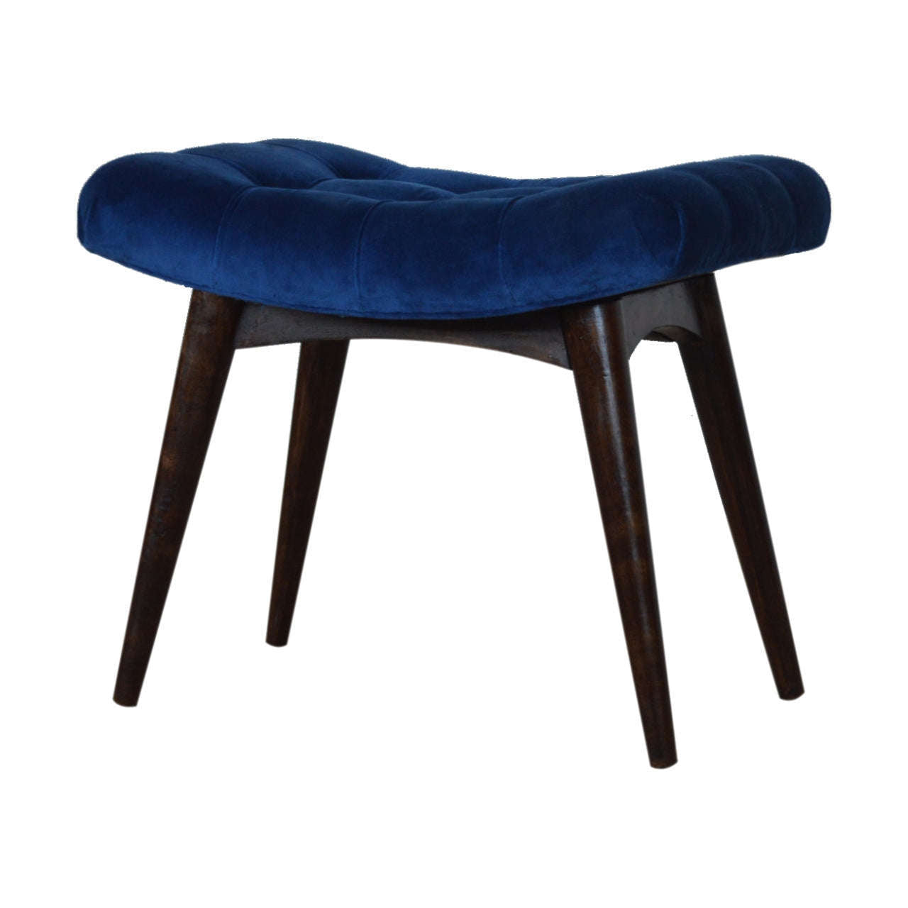 Ashpinoke:Royal Blue Cotton Velvet Curved Bench-Benches-Artisan