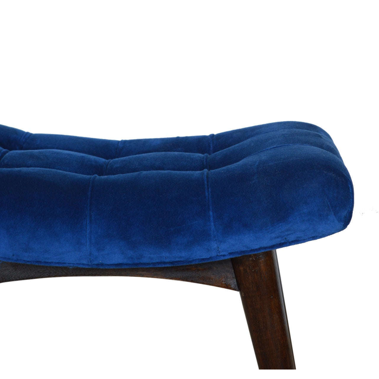 Ashpinoke:Royal Blue Cotton Velvet Curved Bench-Benches-Artisan