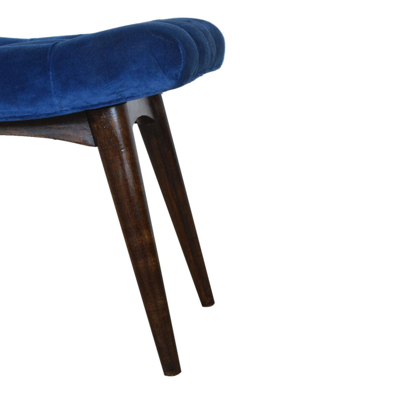 Ashpinoke:Royal Blue Cotton Velvet Curved Bench-Benches-Artisan