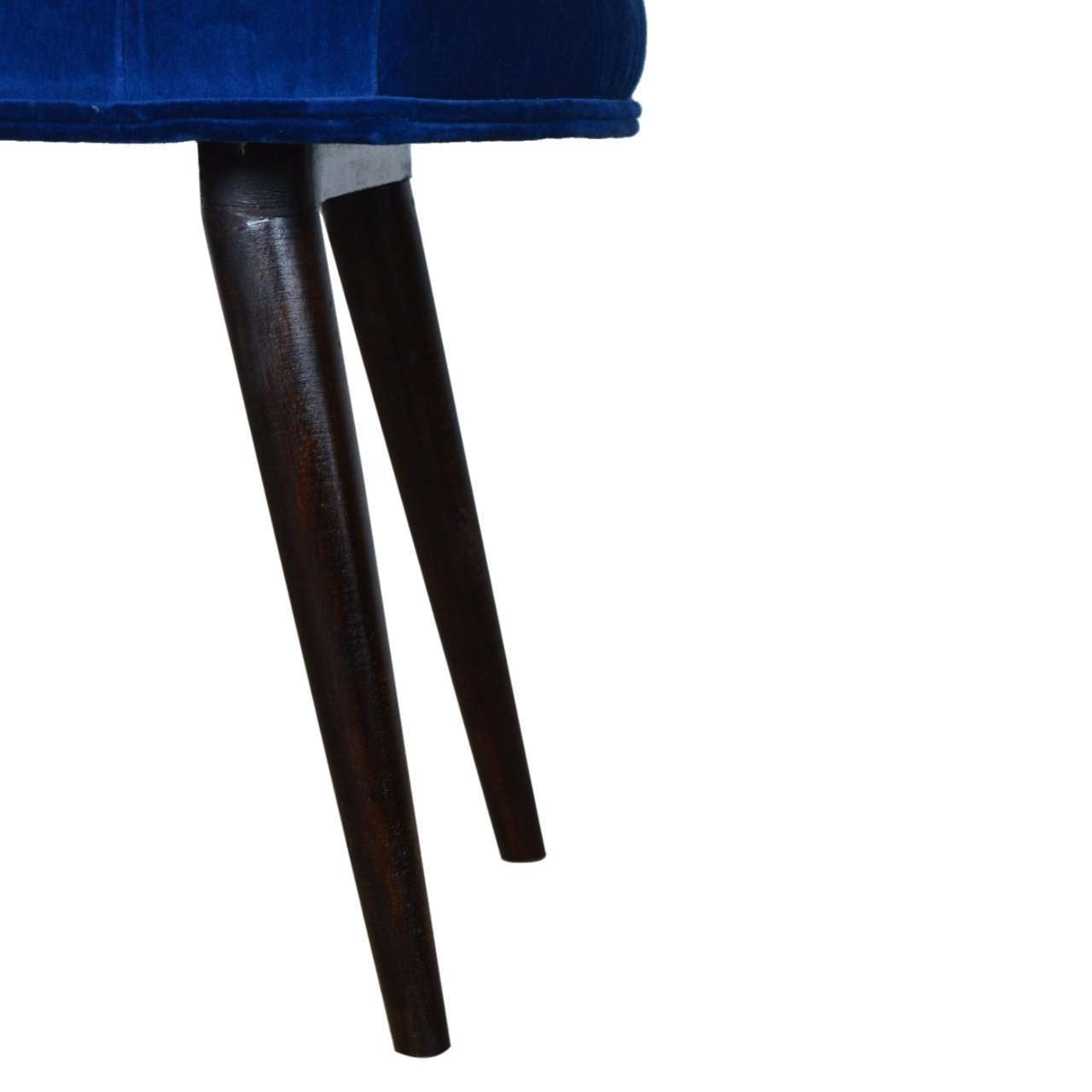 Ashpinoke:Royal Blue Cotton Velvet Deep Button Bench-Benches-Artisan