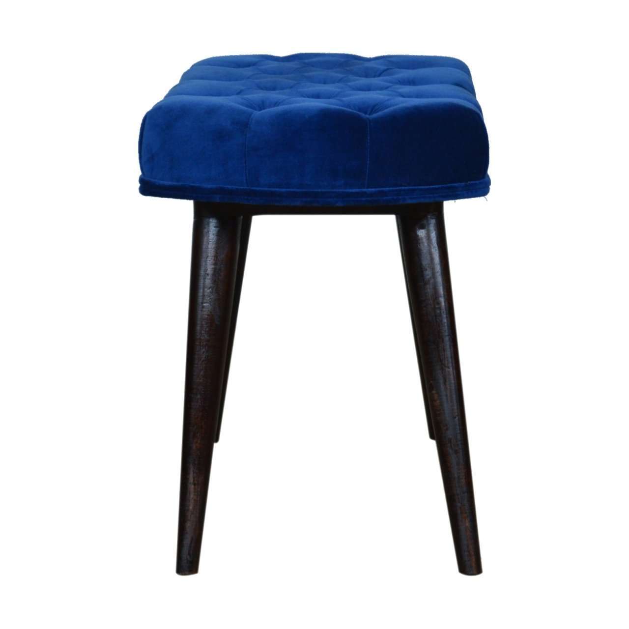 Ashpinoke:Royal Blue Cotton Velvet Deep Button Bench-Benches-Artisan