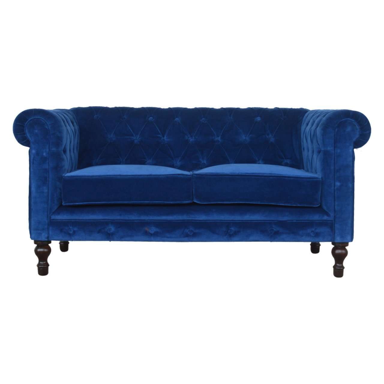 Ashpinoke:Royal Blue Velvet Chesterfield Sofa-Sofas-Artisan