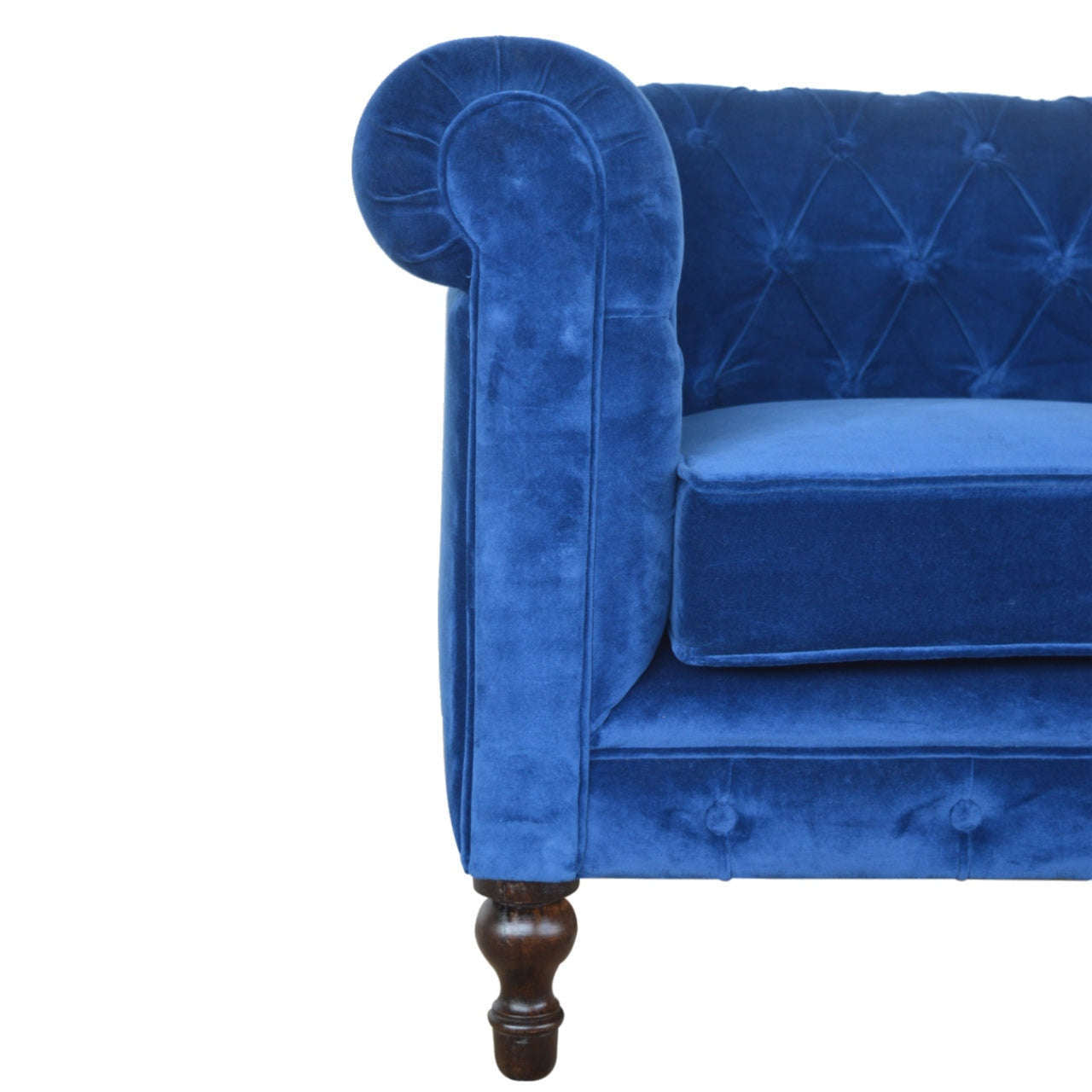 Ashpinoke:Royal Blue Velvet Chesterfield Sofa-Sofas-Artisan