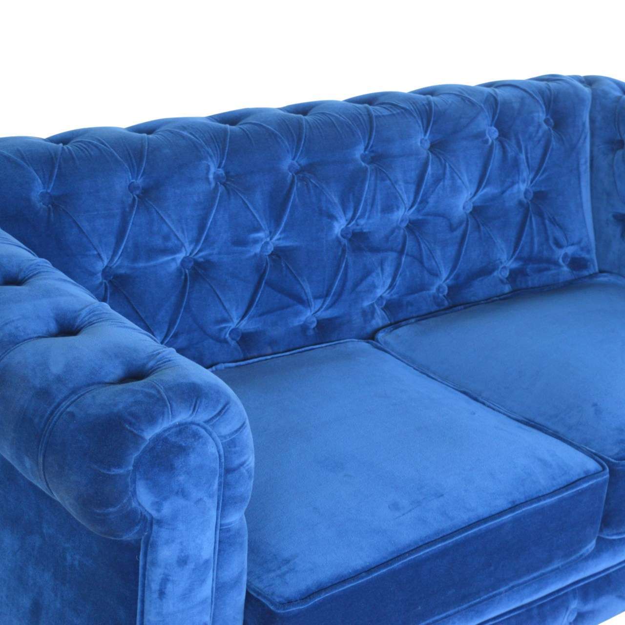 Ashpinoke:Royal Blue Velvet Chesterfield Sofa-Sofas-Artisan