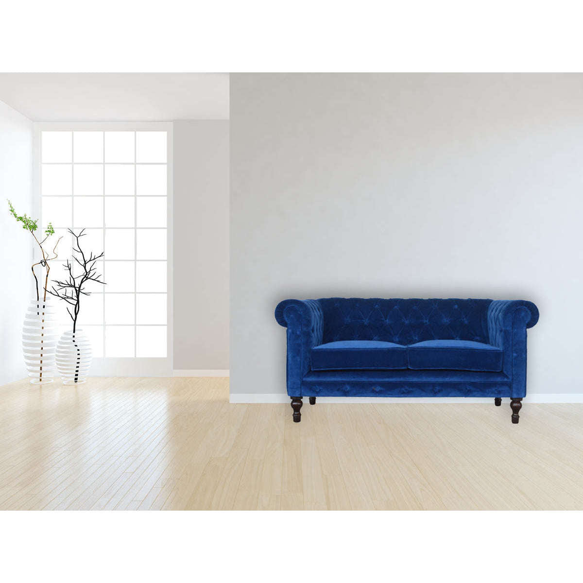 Ashpinoke:Royal Blue Velvet Chesterfield Sofa-Sofas-Artisan