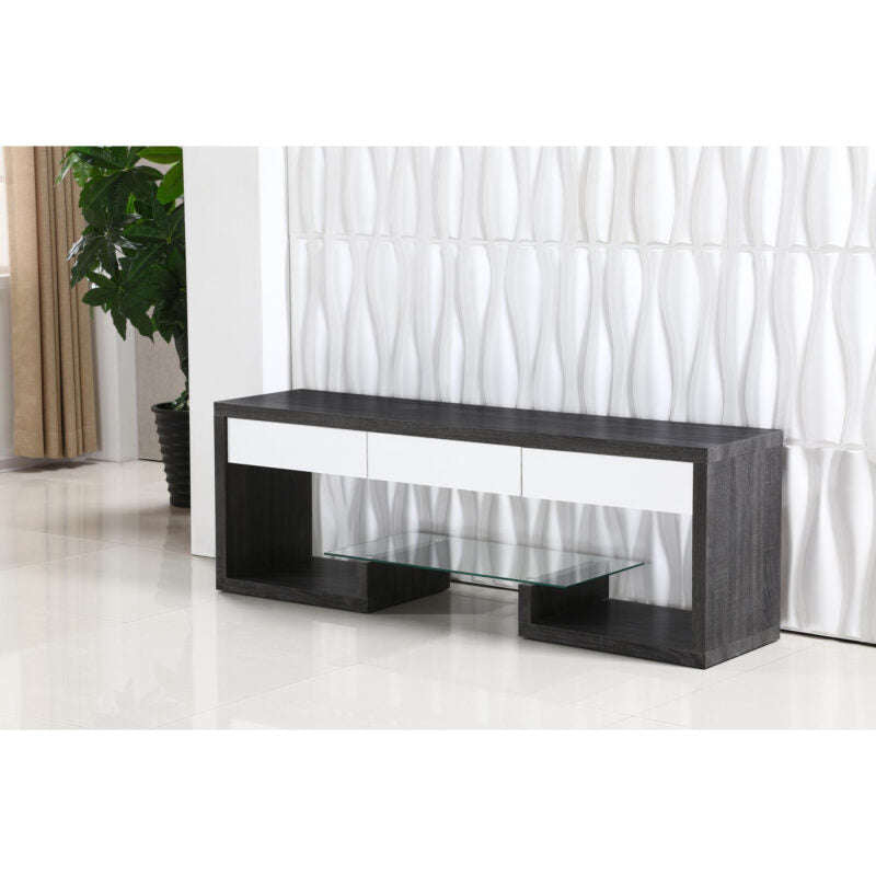 Ashpinoke:Samba TV Unit Black & White High Gloss 3 Drawer-TV Units-Heartlands Furniture