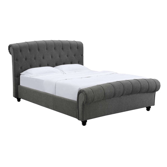 Ashpinoke:Santafe Linen Fabric Double Bed Grey-Double Beds-Heartlands Furniture