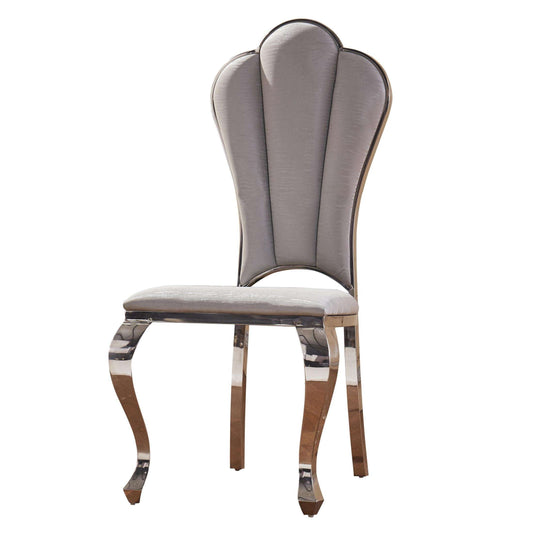 Ashpinoke:Sardinia Dining Chair Stainless Steel & Fabric White-Dining Chairs-Heartlands Furniture