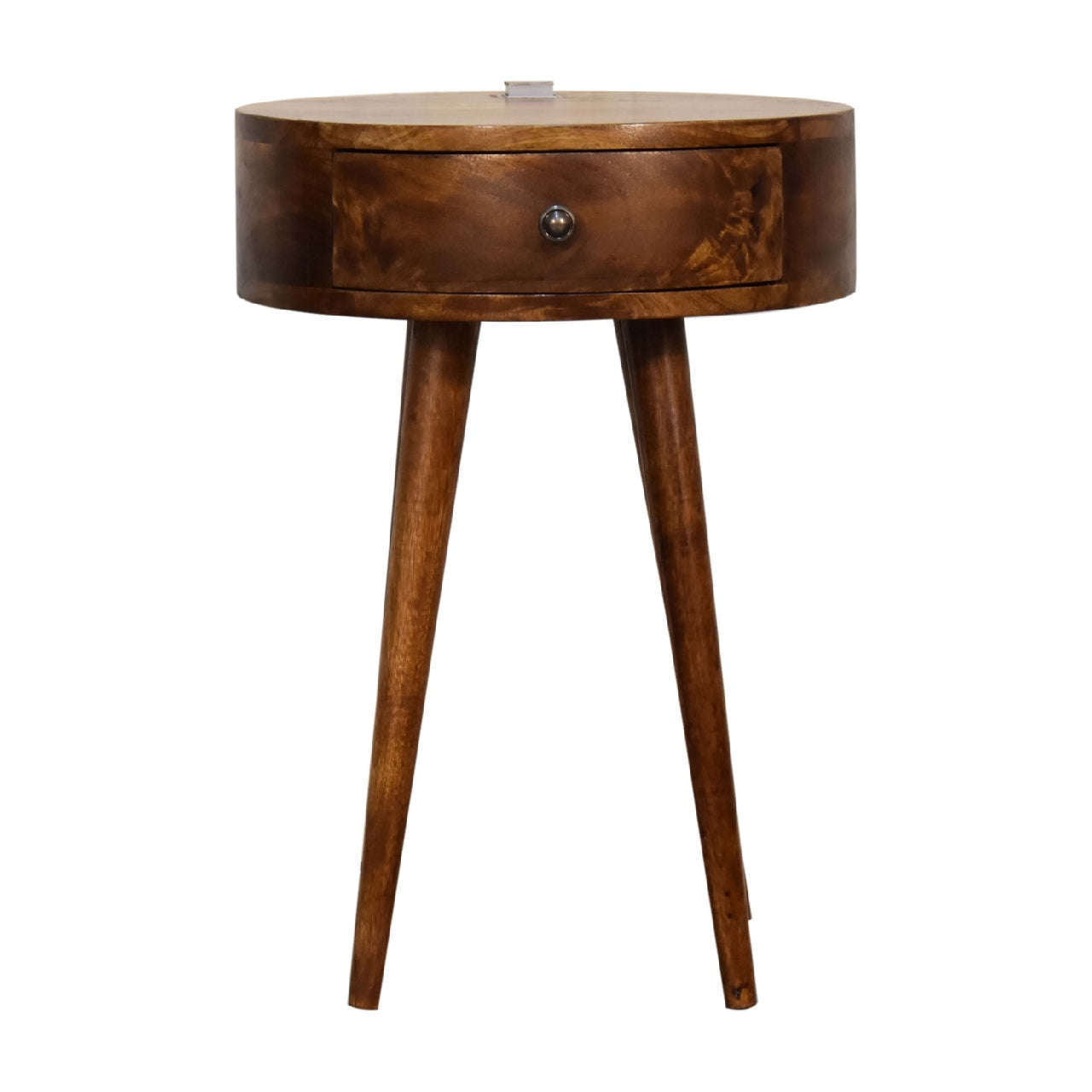 Ashpinoke:Single Chestnut Rounded Bedside Table with Reading Light-Bedsides-Artisan