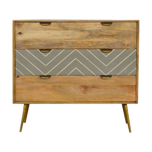 Ashpinoke:Sleek Cement Brass Inlay Chest-Chests and Drawers-Artisan