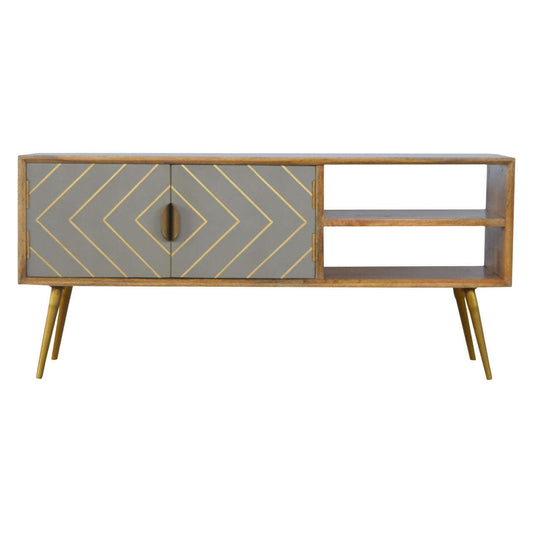 Ashpinoke:Sleek Cement Brass Inlay Media Unit-Media Units-Artisan