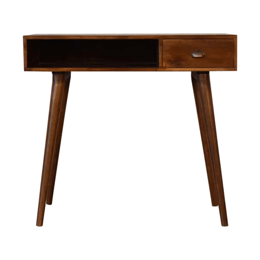 Ashpinoke:Solid Wood Chestnut Writing Desk with Open Slot-Desks-Artisan