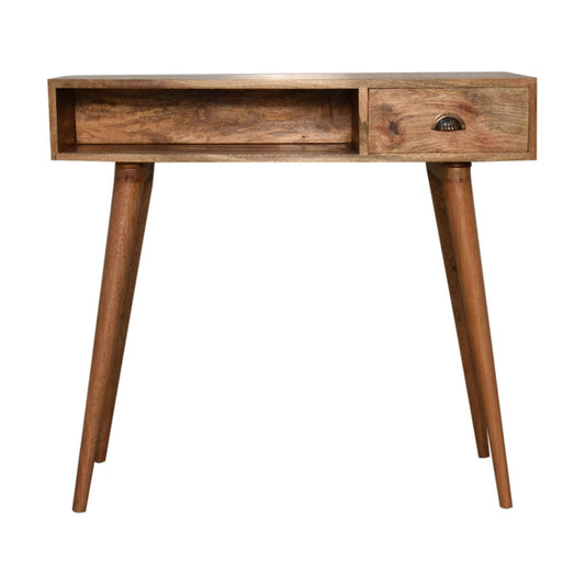 Ashpinoke:Solid Wood Writing Desk with Open Slot and Cable Access-Desks-Artisan