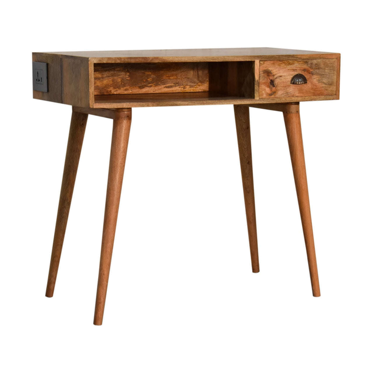 Ashpinoke:Solid Wood Writing Desk with Open Slot and Cable Access-Desks-Artisan