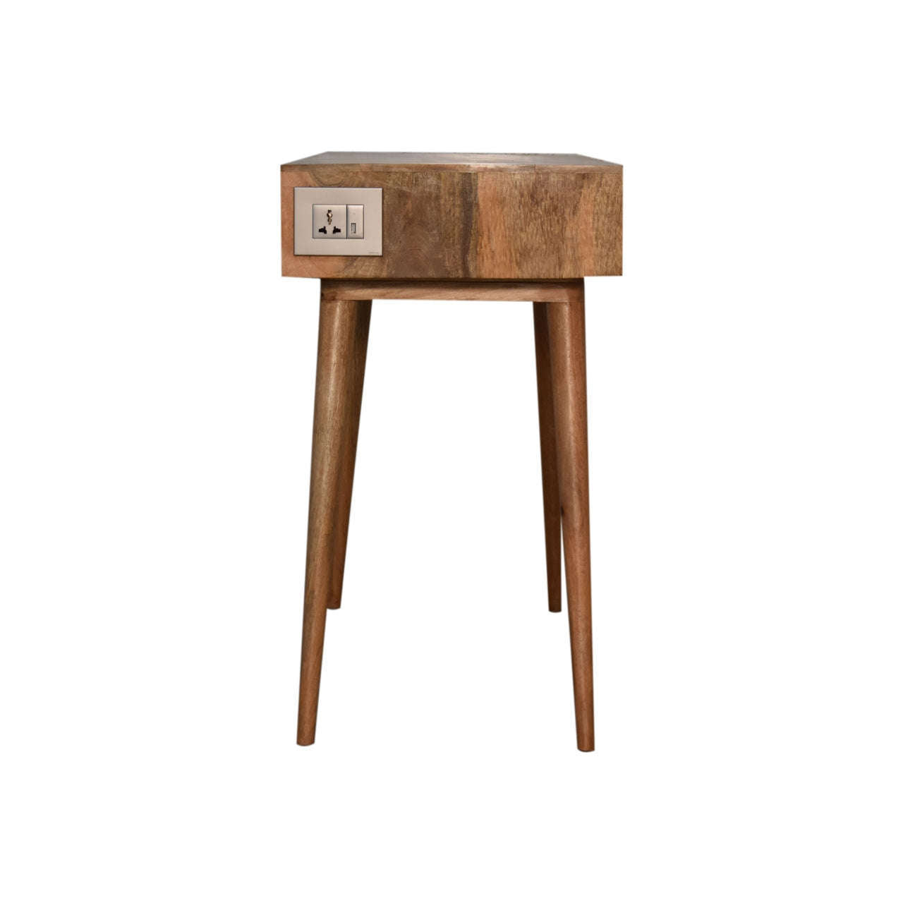 Ashpinoke:Solid Wood Writing Desk with Open Slot and Cable Access-Desks-Artisan