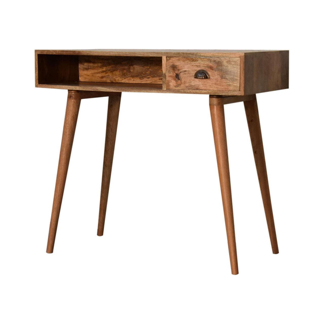 Ashpinoke:Solid Wood Writing Desk with Open Slot and Cable Access-Desks-Artisan