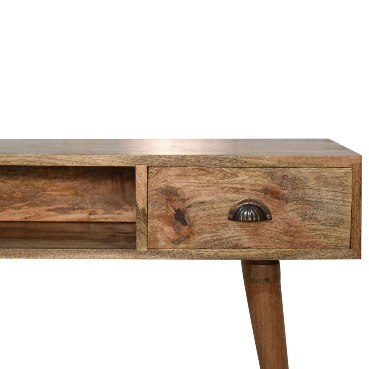 Ashpinoke:Solid Wood Writing Desk with Open Slot and Cable Access-Desks-Artisan