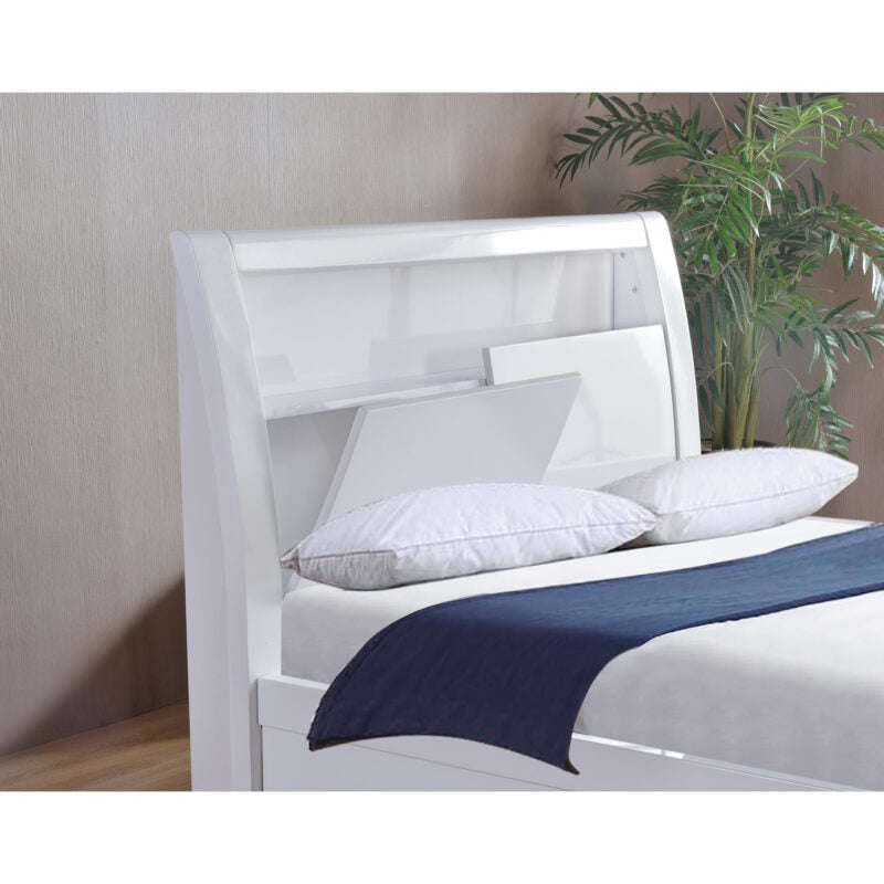 Ashpinoke:Tanya Storage High Gloss Double Bed White-Double Beds-Heartlands Furniture