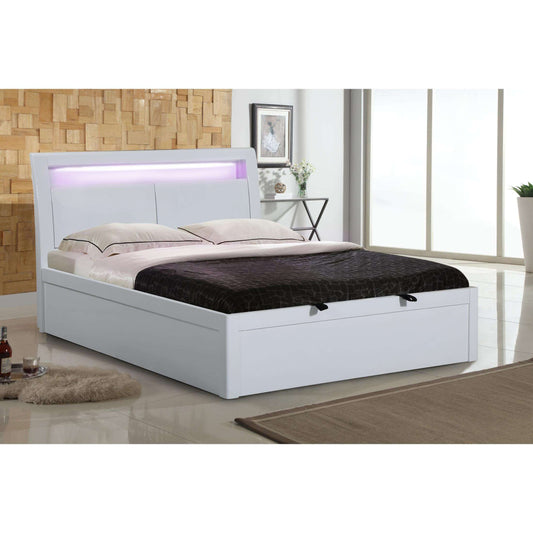 Ashpinoke:Tanya Storage High Gloss King Size Bed White-King Size Beds-Heartlands Furniture
