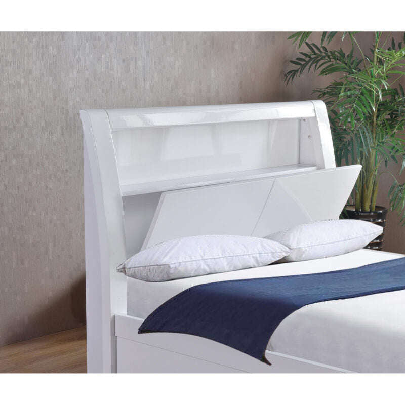 Ashpinoke:Tanya Storage High Gloss King Size Bed White-King Size Beds-Heartlands Furniture