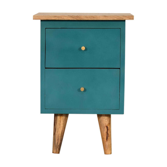 Ashpinoke:Teal Hand Painted Bedside-Bedsides-Artisan