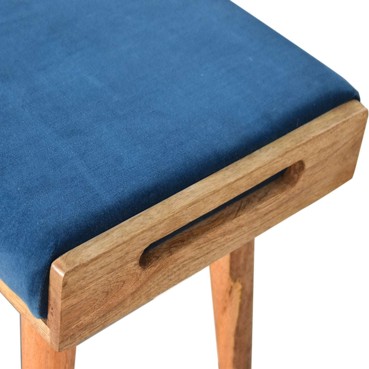 Ashpinoke:Teal Velvet Tray Style Footstool-Footstools-Artisan