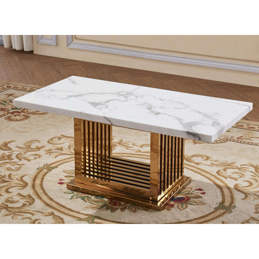 Ashpinoke:Tuscany Marble Coffee Table with Stainless Steel Base-Coffee Tables-Heartlands Furniture