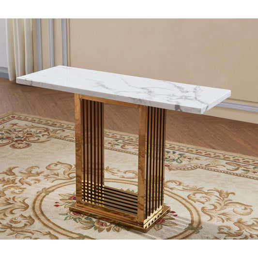 Ashpinoke:Tuscany Marble Console Table with Stainless Steel Base-Console and Hall Tables-Heartlands Furniture