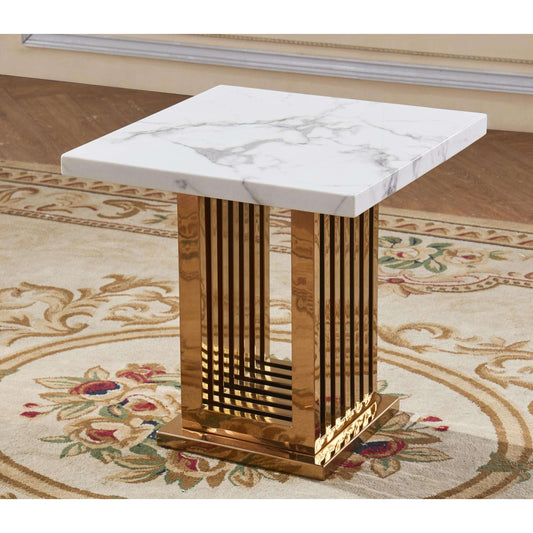 Ashpinoke:Tuscany Marble Lamp Table with Stainless Steel Base-Lamp Tables-Heartlands Furniture