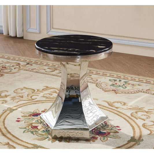 Ashpinoke:Vasto Marble Lamp Table with Stainless Steel Base-Lamp Tables-Heartlands Furniture