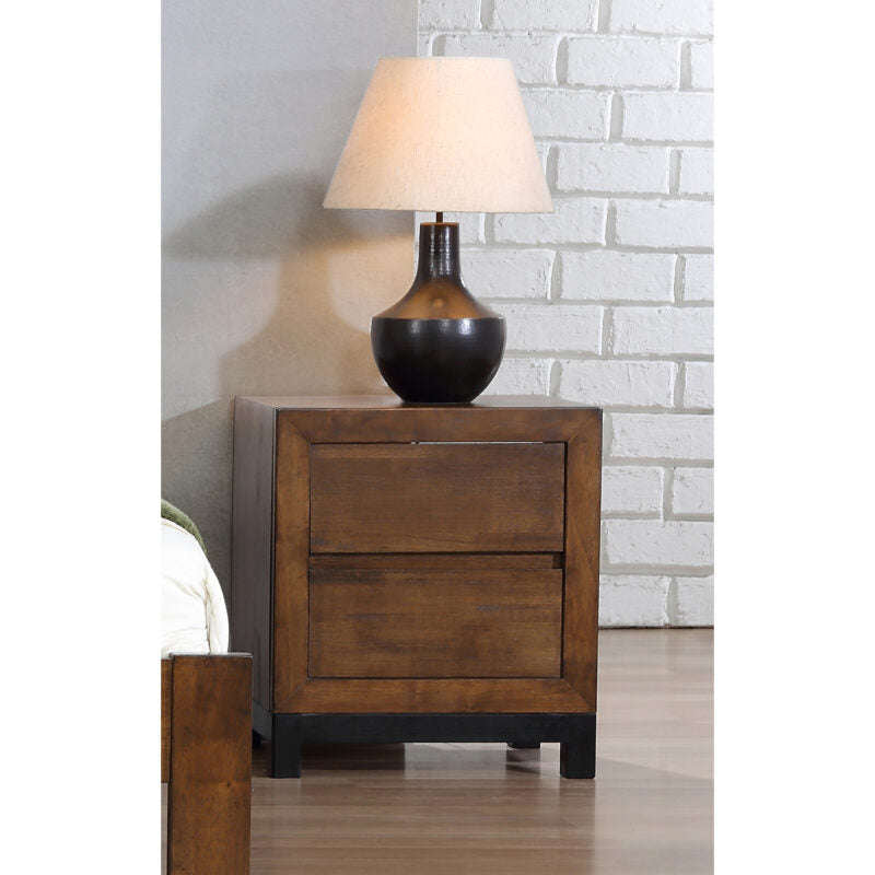 Ashpinoke:Vulcan Nightstand 2 Drawer Rustic Oak-Nightstands-Heartlands Furniture