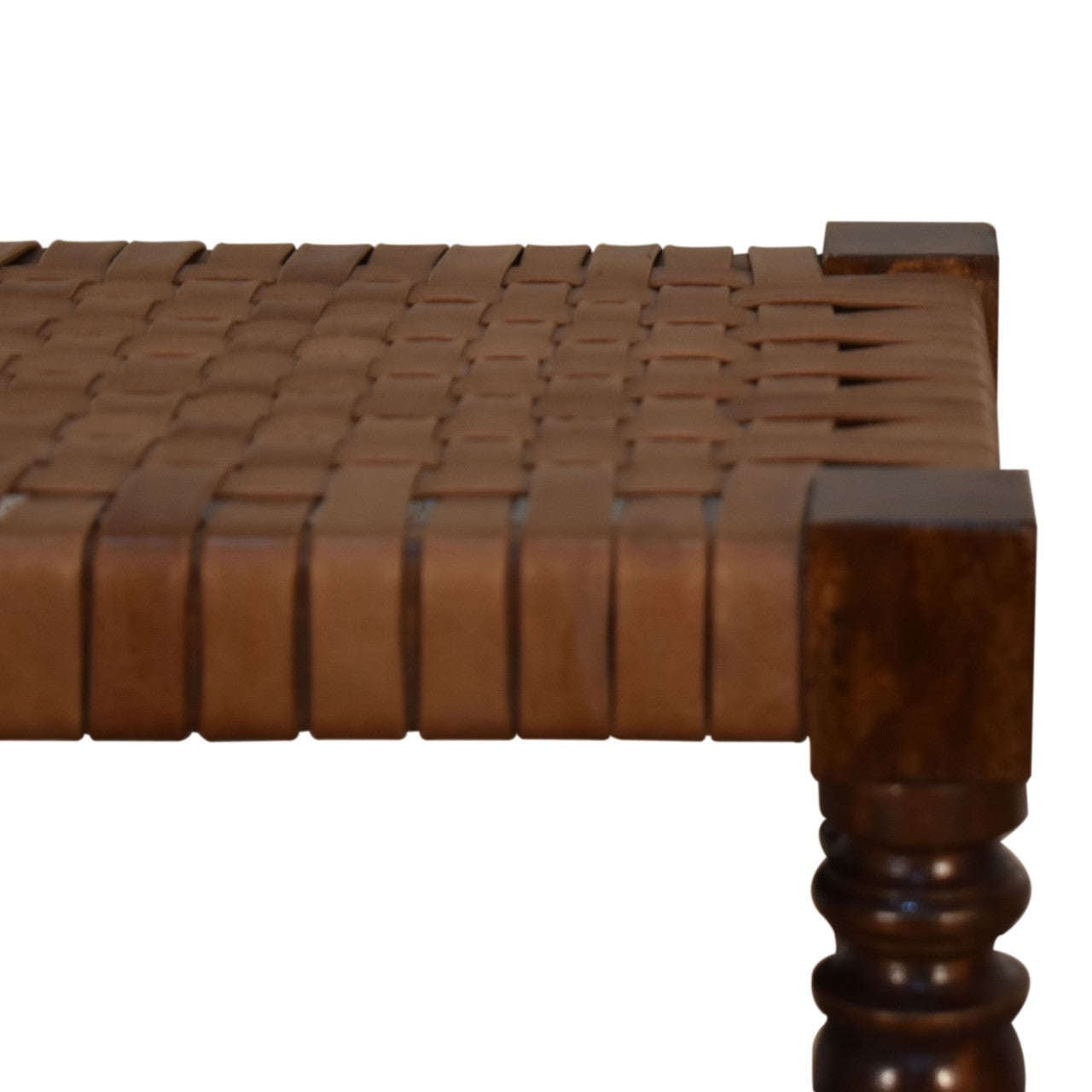 Ashpinoke:Woven Leather Footstool-Footstools-Artisan