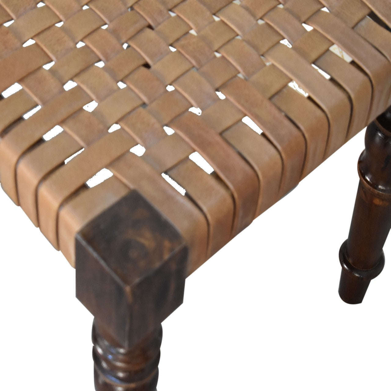 Ashpinoke:Woven Leather Footstool-Footstools-Artisan