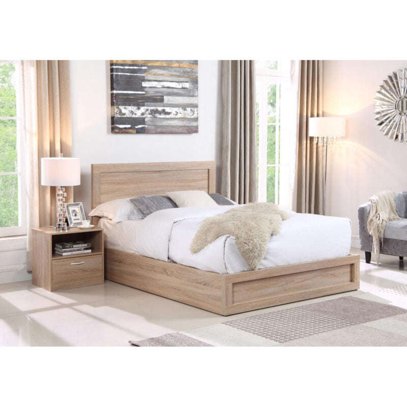 Ashpinoke:Yewtree Storage Double Bed Oak-Double Beds-Heartlands Furniture