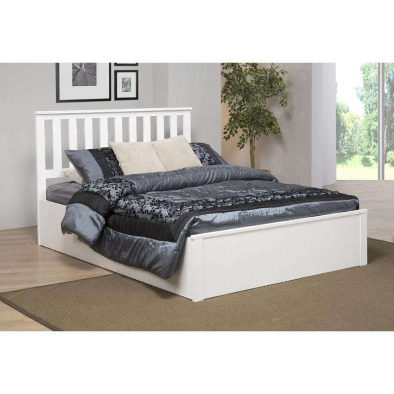 Ashpinoke:Zoe Storage King Size Bed Solid Rubberwood White-Double Beds-Heartlands Furniture