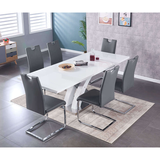 Ashpinoke:Zurich Polyurethane Chairs Chrome & Grey (2s)-Premium Dining-Heartlands Furniture