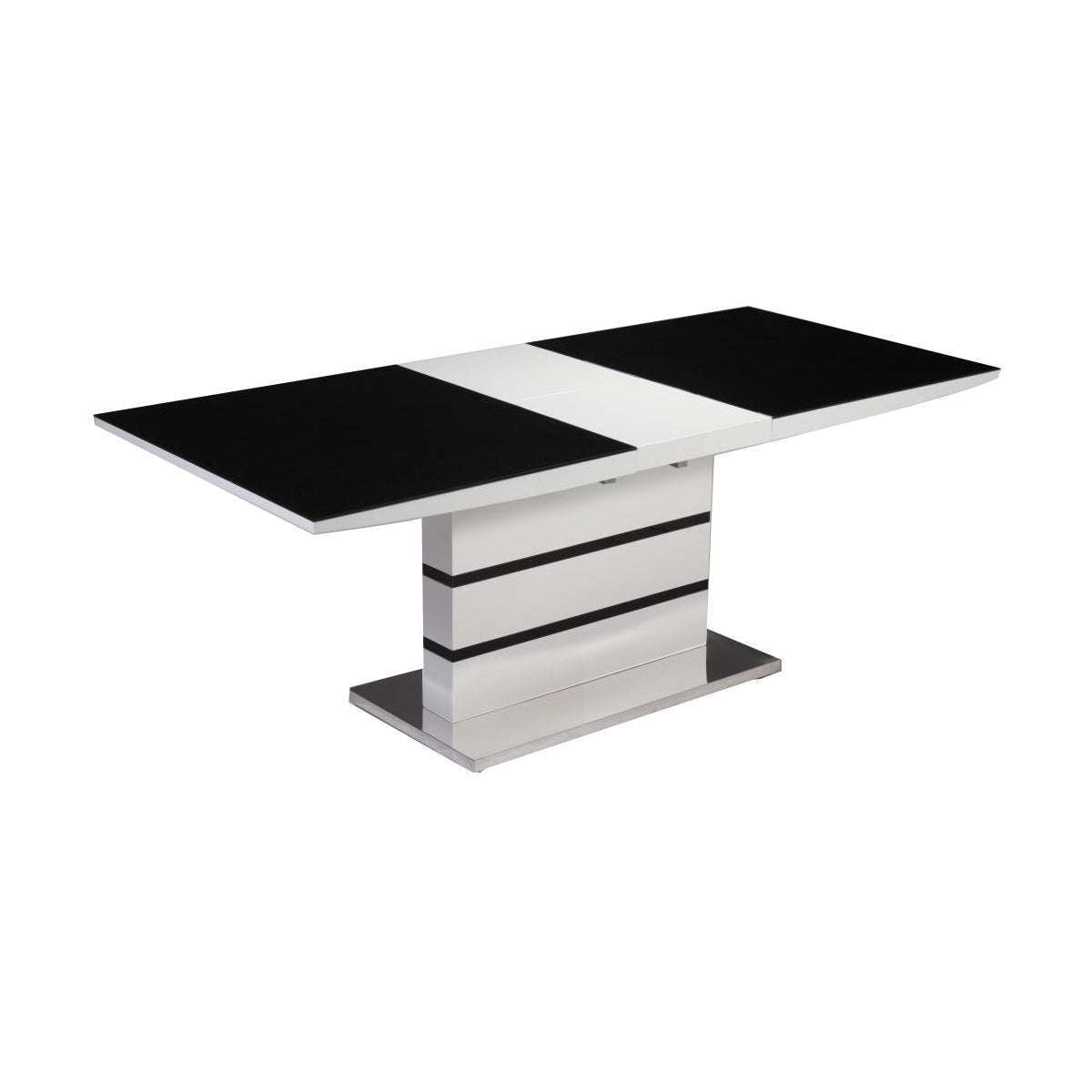 Ashpinoke:Aldridge High Gloss Dining Table White with Black Glass Top,Dining Tables,Heartlands Furniture