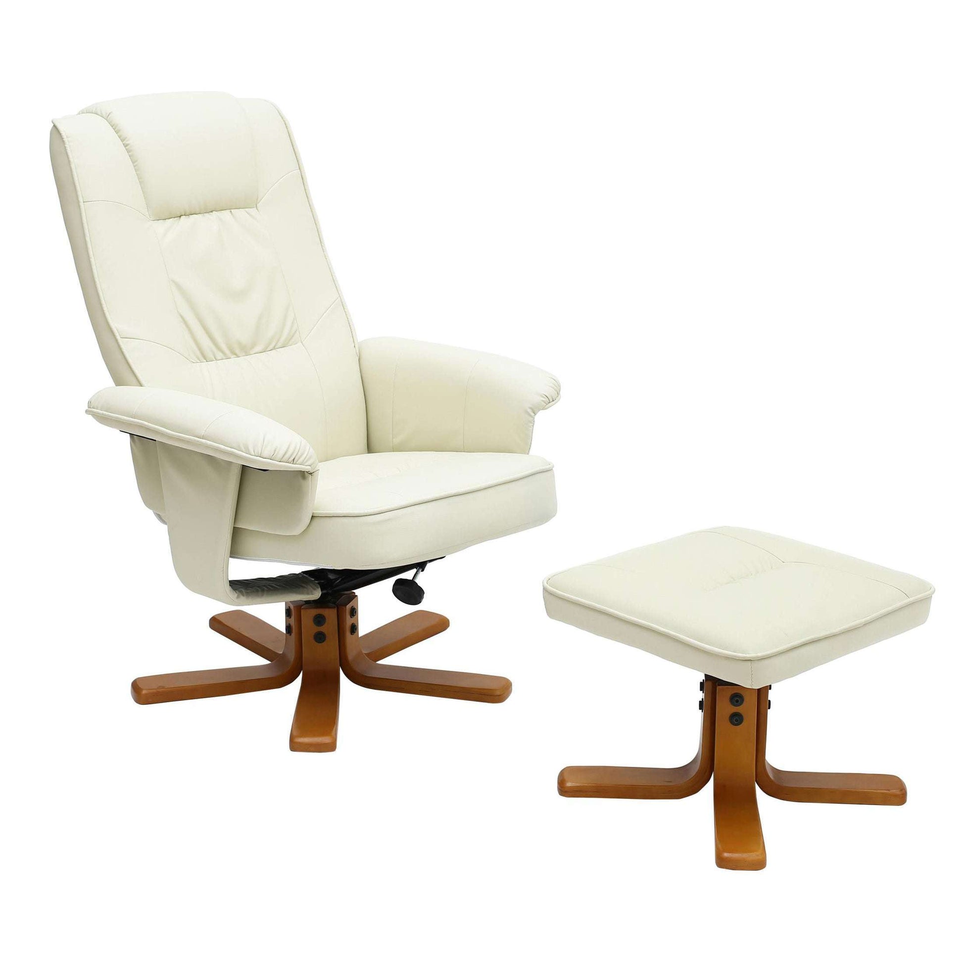 Ashpinoke:Althorpe Recliner with Footstool Polyurethane Cream,Chairs,Heartlands Furniture
