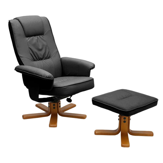 Ashpinoke:Althorpe Recliner with Footstool Polyurethane Black,Chairs,Heartlands Furniture