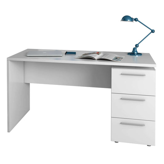 Ashpinoke:Arctic Desk 3 Drawer White 004605A,Desks,Heartlands Furniture